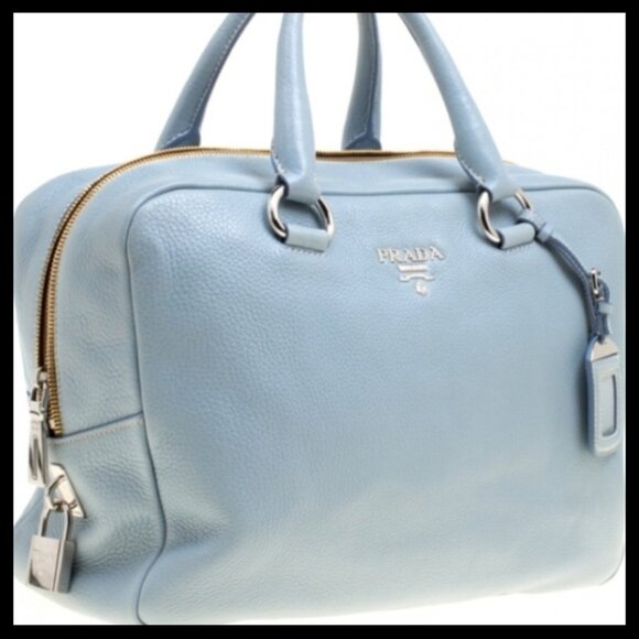 PRADA Light Blue Leather Bowler Handbag - Picture 3 of 16